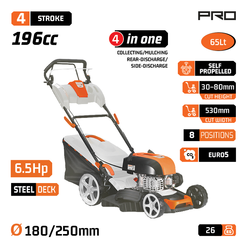 NAKAYAMA Pro PM5530 Χλοοκοπτική Βενζίνης Αυτοκινούμενη,196cc, Πλάτος Κοπής 53cm, Κάδος 60L, 4 σε 1 - Photo 1