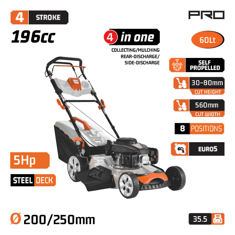 NAKAYAMA Pro PM5560 Χλοοκοπτική Αυτοκινούμενη Βενζίνης, 196cc, Πλάτος Κοπής 56cm, Κάδος 60L, 4 σε 1 - Photo 1